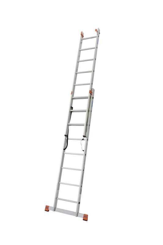 Лестница алюминиевая трехсекционая с допфункцией KRAUSE TRIBILO 3х8 от магазина ЛесКонПром.ру