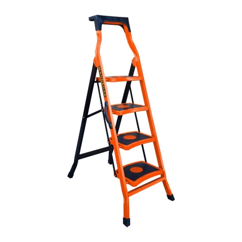 Стремянка стальная с 4 широкими ступенями SAMA оранжевого цвета (арт.S-4О) от магазина ЛесКонПром.ру