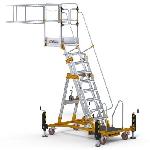 Алюминиевая промышленная платформа 8 ступеней CAGSAN односторонняя с регулировкой по высоте (арт.YP250) от магазина ЛесКонПром.ру