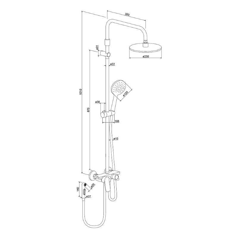 Душевая система Damixa Apollo DX220910000 Хром от магазина ЛесКонПром.ру