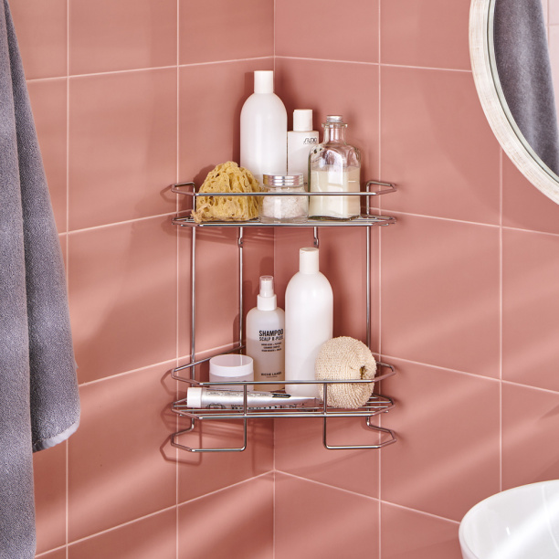 Полка сетчатая ЧМЗ Нюанс 2-ярусная угловая хром от магазина ЛесКонПром.ру