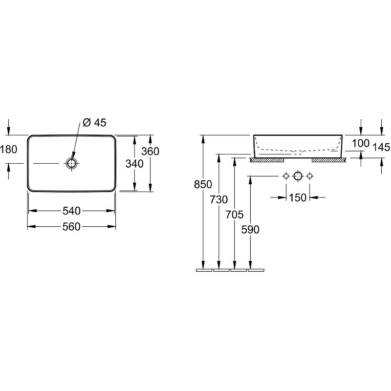 Раковина-чаша Villeroy&Boch Collaro 56 4A205601 Альпийский белый от магазина ЛесКонПром.ру