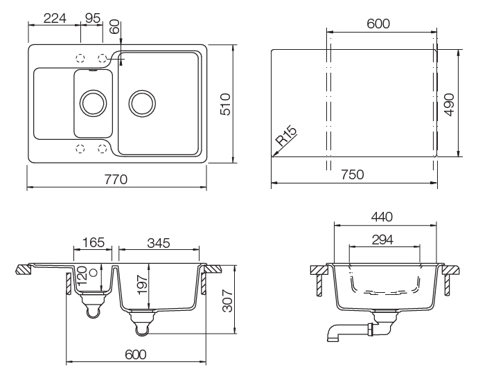 Кухонная мойка CAMBRIDGE 60D CRISTALITE 700703 от магазина ЛесКонПром.ру