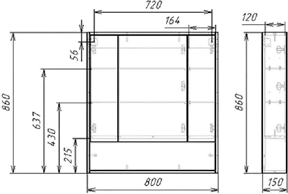 Зеркало-шкаф Домино Prime 80 дуб сонома от магазина ЛесКонПром.ру