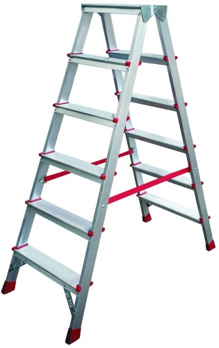 Стремянка алюминиевая двухсторонняя профессиональная 225 кг. Новая Высота 6 ступеней (арт. 3120206) от магазина ЛесКонПром.ру