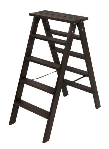 Стремянка двухсторонняя деревянная Hoz-Block Марк 5 ступеней Черная (арт. ДДС-5Ч) от магазина ЛесКонПром.ру