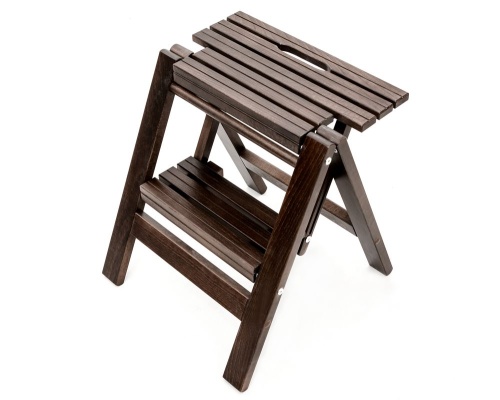 Стремянка-табурет деревянная с широкими ступенями Hoz-Block Микки 2 ступени Черная (арт. СДМТ-2Ч) от магазина ЛесКонПром.ру