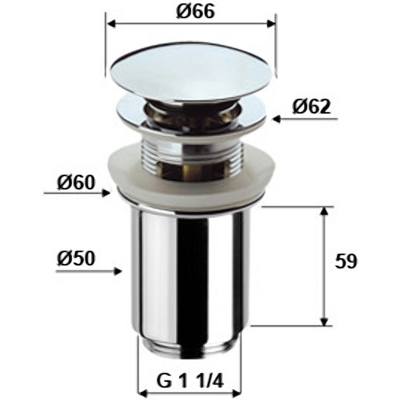 Донный клапан Remer 905CC114 click-clack Хром от магазина ЛесКонПром.ру