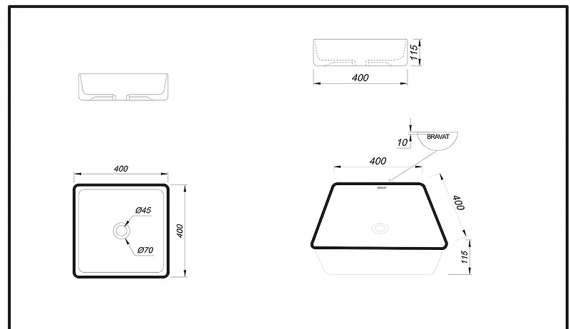 Раковина-чаша Bravat 40 C22356K-ENG Черная от магазина ЛесКонПром.ру