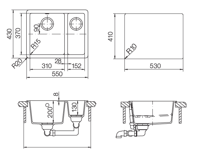 Кухонная мойка SOHO 60 PLUS CRISTADUR 700986 SCHOCK от магазина ЛесКонПром.ру