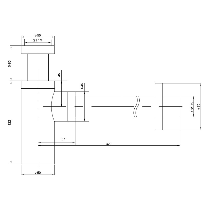 Сифон для раковины Timo 959/03L Черный матовый от магазина ЛесКонПром.ру
