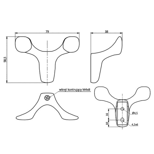 Крючок мебельный Toled B0 хром от магазина ЛесКонПром.ру