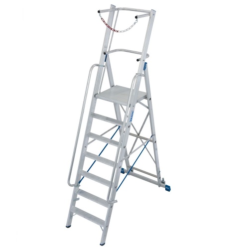 Стремянка алюминиевая Krause Stabilo с большой площадкой и дугой 7 ступеней (арт. 127518) от магазина ЛесКонПром.ру