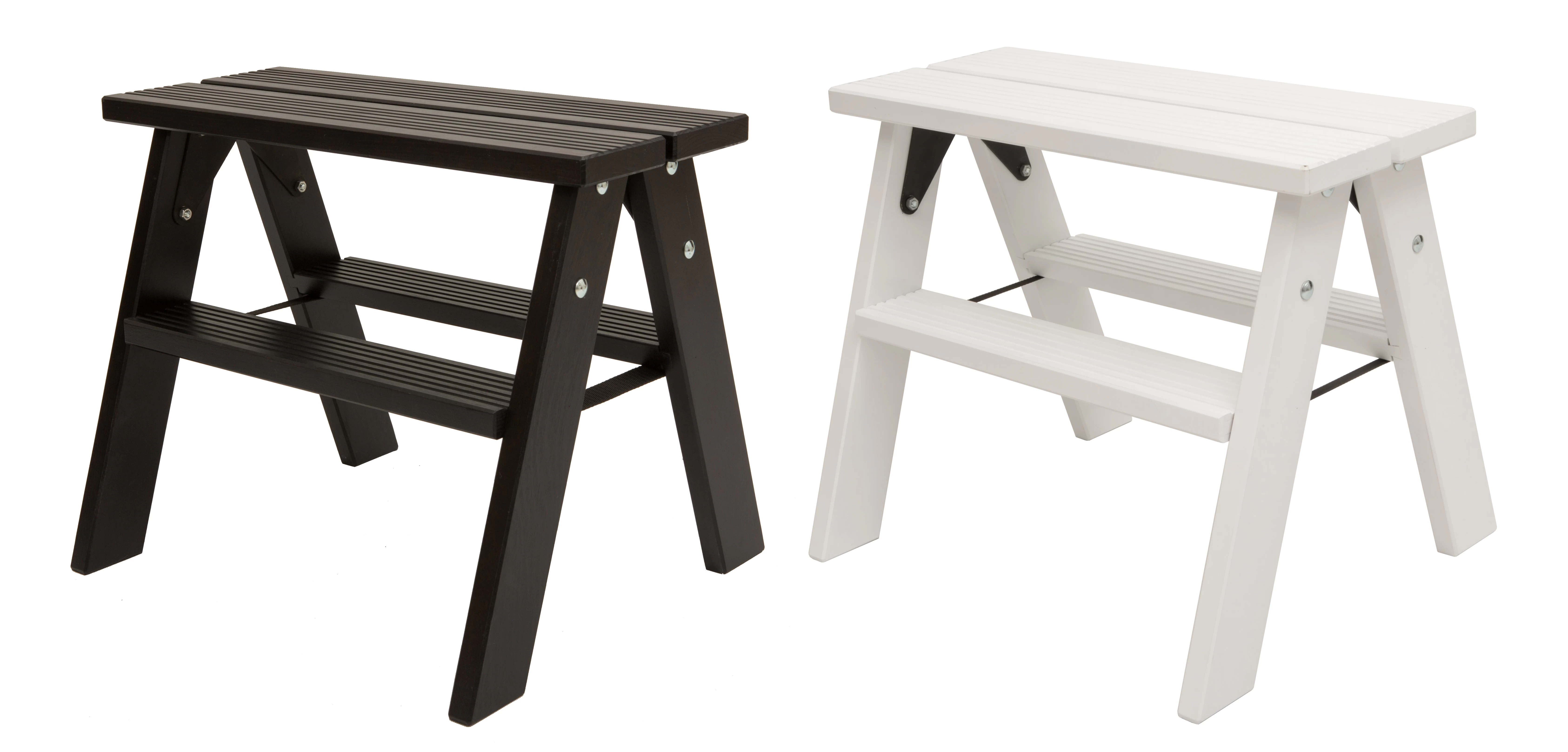 Стремянка двухсторонняя деревянная Hoz-Block Марк 2 ступени Черная (арт. ДДС-2Ч) от магазина ЛесКонПром.ру