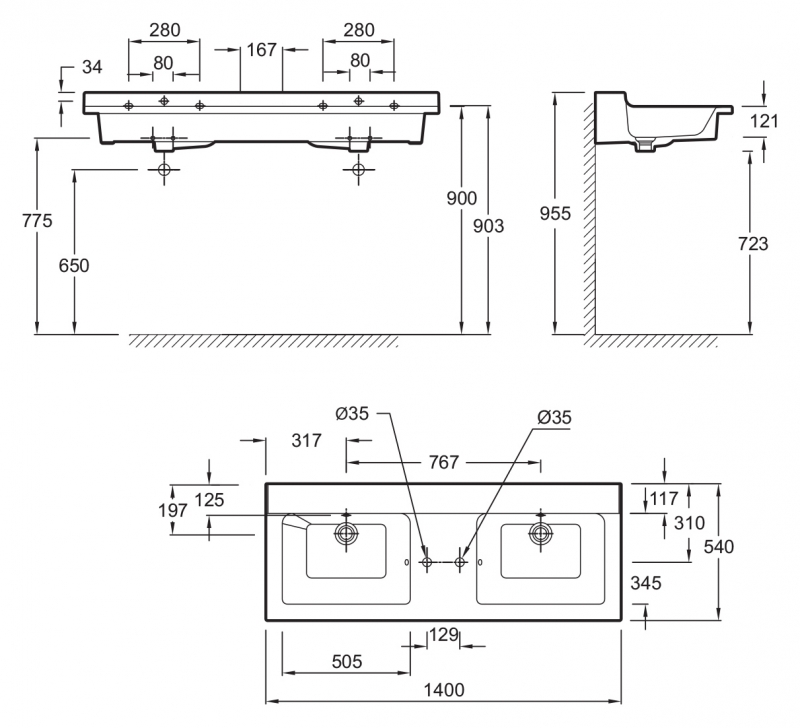 Раковина Jacob Delafon Soprano 140 EXJ122-00 Белая от магазина ЛесКонПром.ру