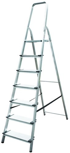 Стремянка алюминиевая с широкой ступенью Новая Высота 7 ступеней (арт. 1117107) от магазина ЛесКонПром.ру