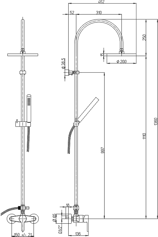 Душевая система Paini 92CR6891P1 Хром от магазина ЛесКонПром.ру