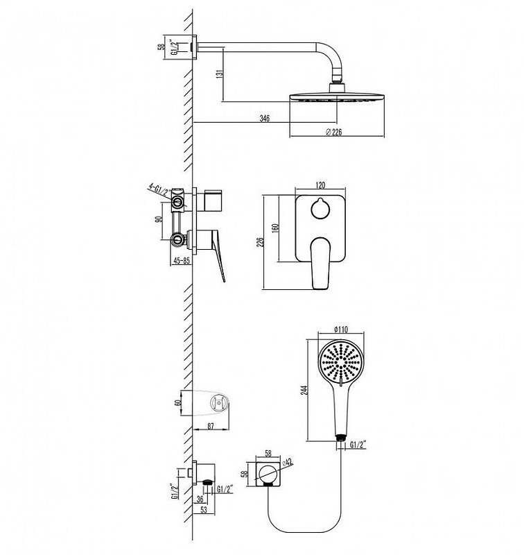Душевая система Lemark Bronx LM3729BL Черная от магазина ЛесКонПром.ру
