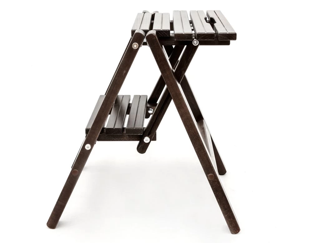 Стремянка-табурет деревянная с широкими ступенями Hoz-Block Микки 2 ступени Черная (арт. СДМТ-2Ч) от магазина ЛесКонПром.ру