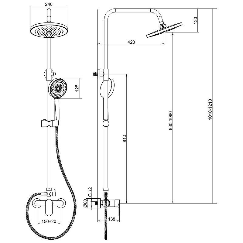 Душевая система Bond B01-8100 Хром от магазина ЛесКонПром.ру