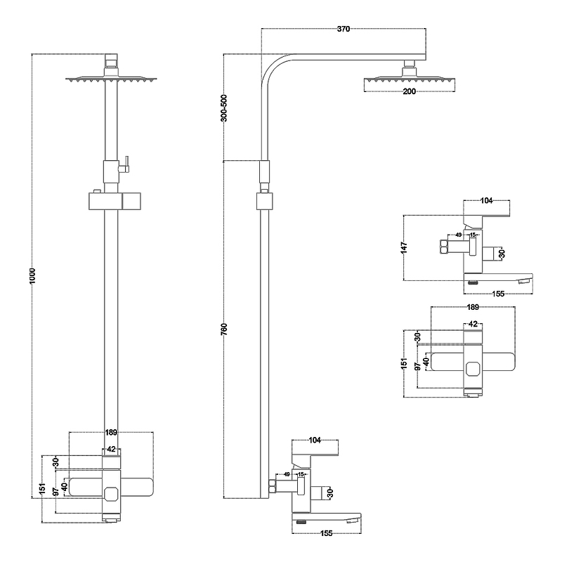 Душевая система Melana Cubo F610207 Сатин от магазина ЛесКонПром.ру