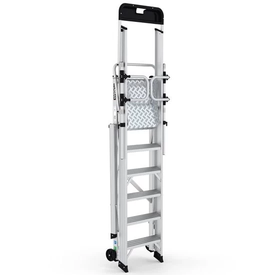 Складская профессиональная алюминиевая стремянка 6 ступеней с опорами CAGSAN арт.КPN5 от магазина ЛесКонПром.ру