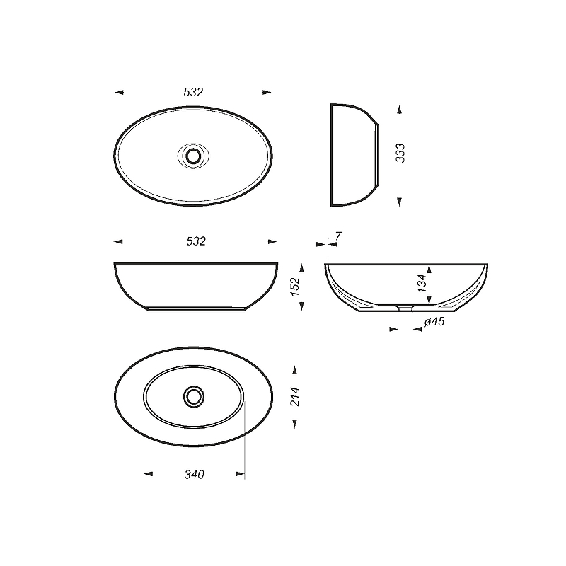 Раковина-чаша Sanita Luxe Ringo Slim 53 RNGSLWB01S Белая от магазина ЛесКонПром.ру