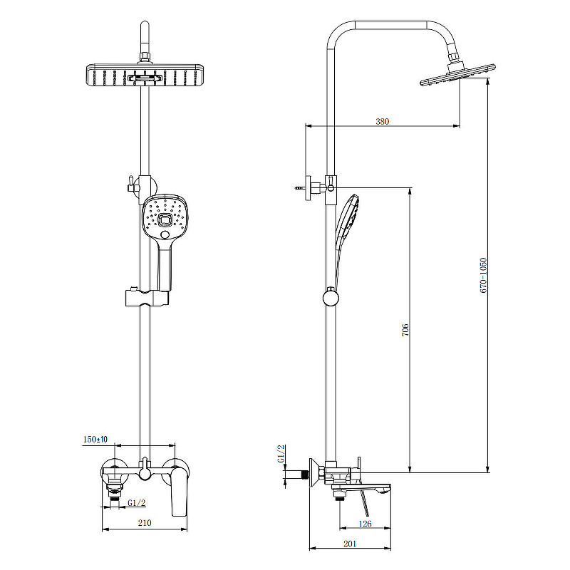 Душевая система Belz B533 B24533 Хром от магазина ЛесКонПром.ру