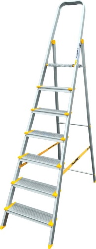 Стремянка алюминиевая анодированная профессиональная с широкой ступенью Алюмет 7 ступеней (арт. АS 707) от магазина ЛесКонПром.ру