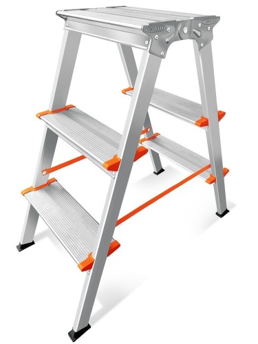 Двухсторонняя стремянка алюминиевая Эйфель 3 ступени (арт. Библио 130 - 203) от магазина ЛесКонПром.ру
