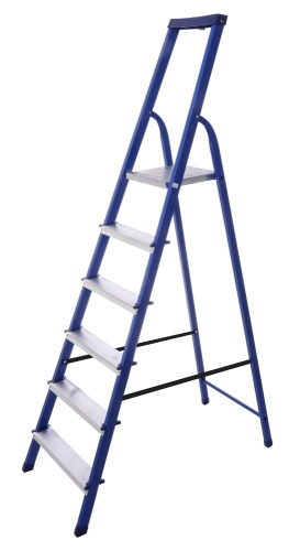 Стремянка стальная окрашенная с алюминиевыми ступенями STAIRS 6 ступеней (арт.CS 06 LX) от магазина ЛесКонПром.ру