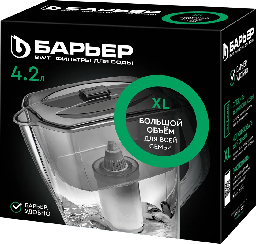 Фильтр-кувшин Барьер Гранд Нео антрацит от магазина ЛесКонПром.ру