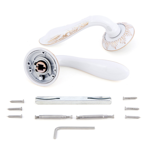 Дверные ручки A-409WPB белый/золото от магазина ЛесКонПром.ру