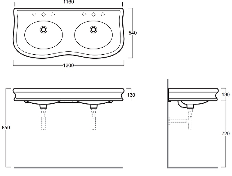 Раковина Simas Lante 120 LA12bi*1 двойная Белая от магазина ЛесКонПром.ру