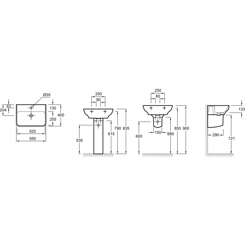 Раковина Jacob Delafon Struktura 55 EGE112-00 Белая от магазина ЛесКонПром.ру