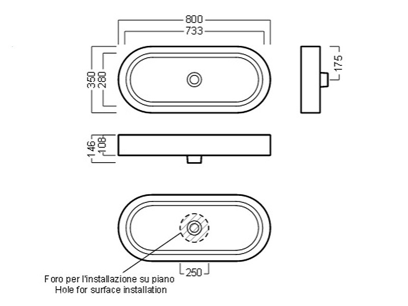 Раковина-чаша Hatria Area 80 Y0UF01 Белая от магазина ЛесКонПром.ру