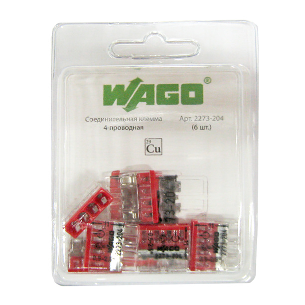 Клемма WAGO 4-проводная 6 шт от магазина ЛесКонПром.ру