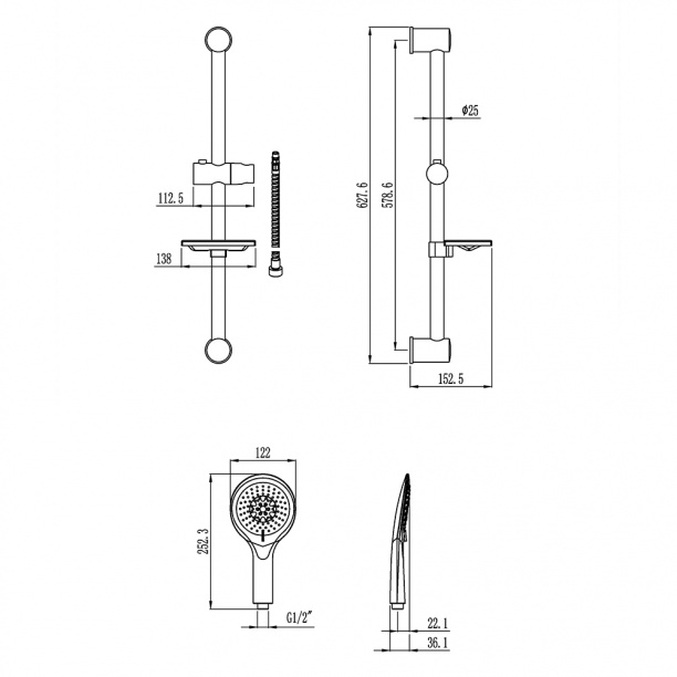 Душевой гарнитур Voda VSS627 от магазина ЛесКонПром.ру
