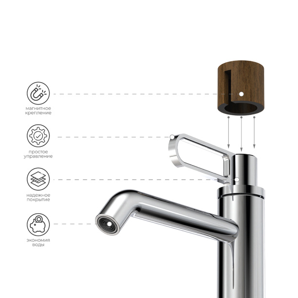 Смеситель для раковины TOKITO You хром от магазина ЛесКонПром.ру