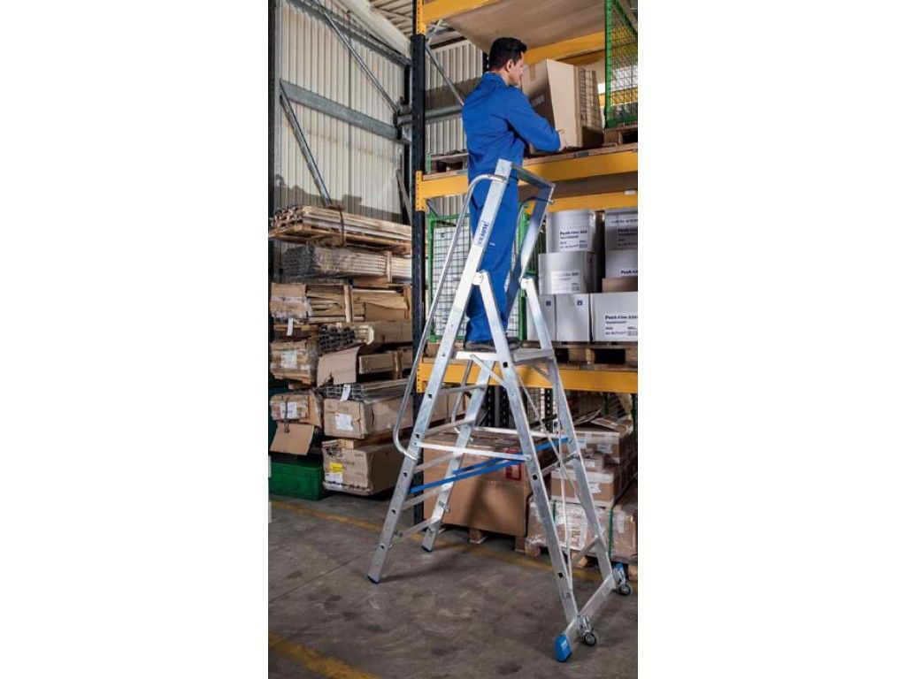 Стремянка алюминиевая Krause Stabilo с большой площадкой 8 ступеней (арт. 127785) от магазина ЛесКонПром.ру