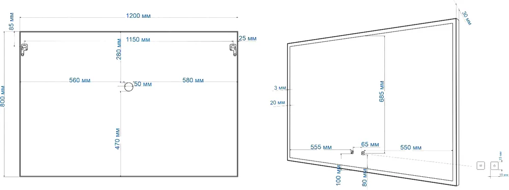 Зеркало Art&Max Arezzo 120х80 черное от магазина ЛесКонПром.ру