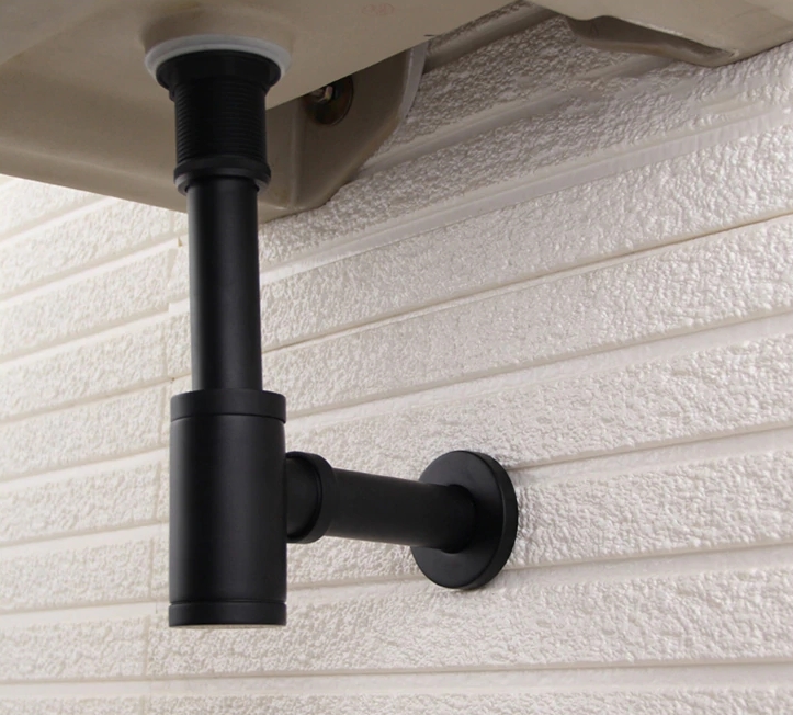 Сифон для раковины CeramaLux С-058 Черный матовый от магазина ЛесКонПром.ру