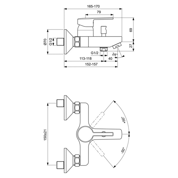 Смеситель для ванны AM.PM Spirit V2.0 от магазина ЛесКонПром.ру