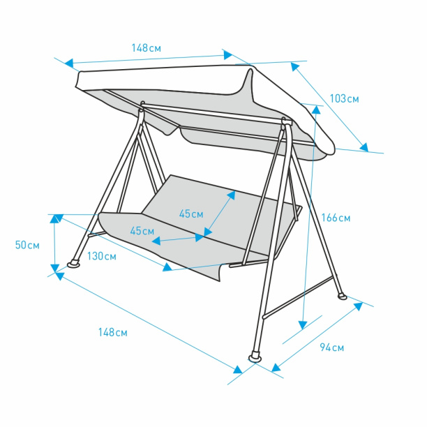 Садовые качели Таити 166х94х148 см от магазина ЛесКонПром.ру