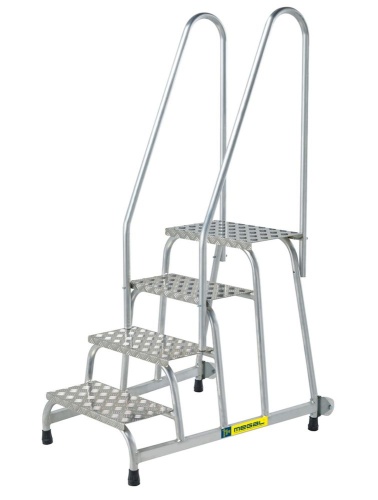 МОНТАЖНАЯ ПОДСТАВКА MEGAL (ТИП 1) 5 СТУПЕНЕЙ С ДВУМЯ  ПОРУЧНЯМИ С КОЛЕСАМИ от магазина ЛесКонПром.ру