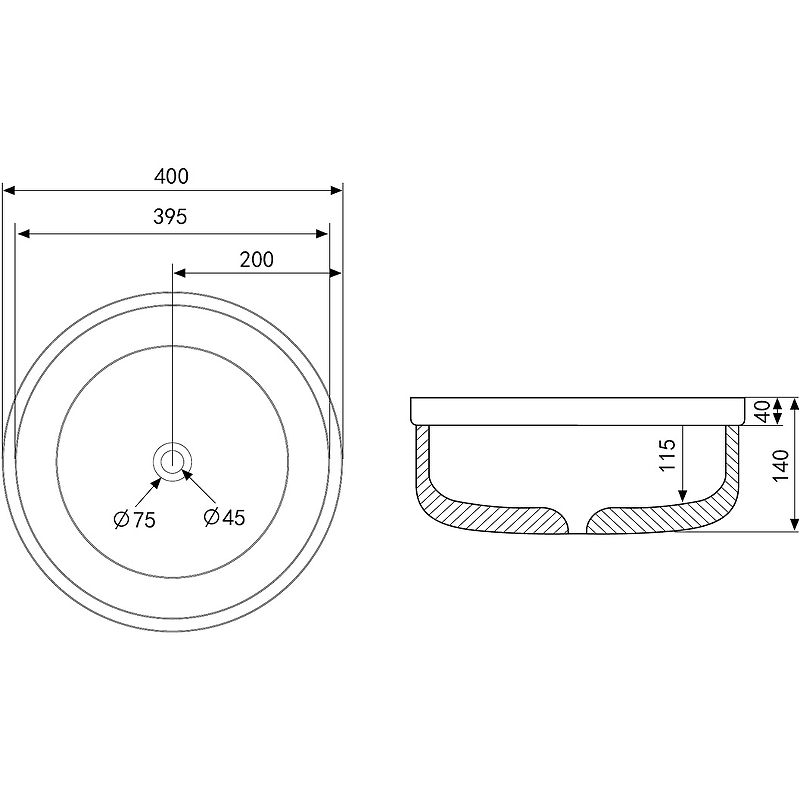 Раковина-чаша Abber Bequem 40 AC2103MB Черная матовая от магазина ЛесКонПром.ру