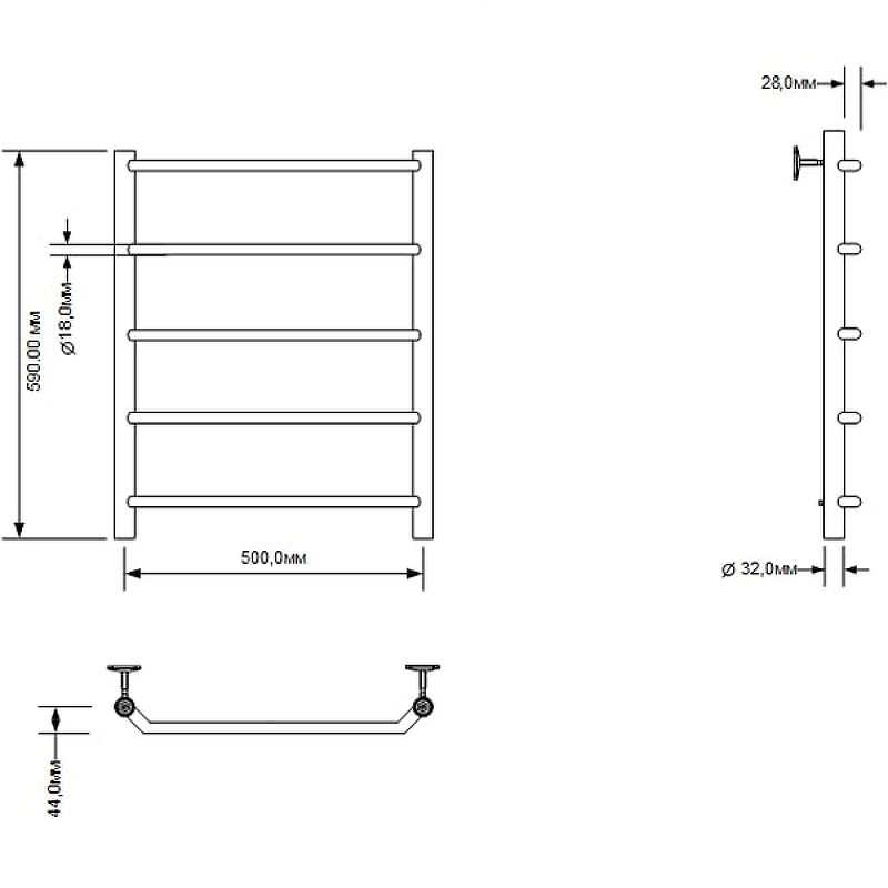 Водяной полотенцесушитель Aquanet Fiona 60x50 266736 Хром от магазина ЛесКонПром.ру