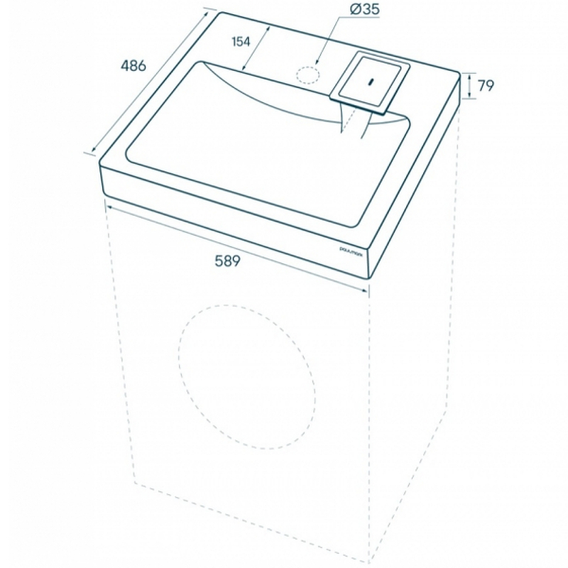 Раковина Paulmark Berg 60 PM710431 на стиральную машину Белая от магазина ЛесКонПром.ру