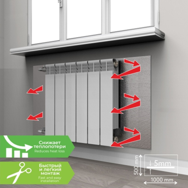 Экран теплоотражающий с алюминиевым покрытием 1000x500x5 мм от магазина ЛесКонПром.ру