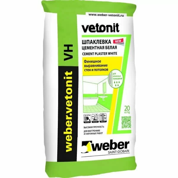 Шпаклевка финишная Weber Vetonit VH 20 кг от магазина ЛесКонПром.ру